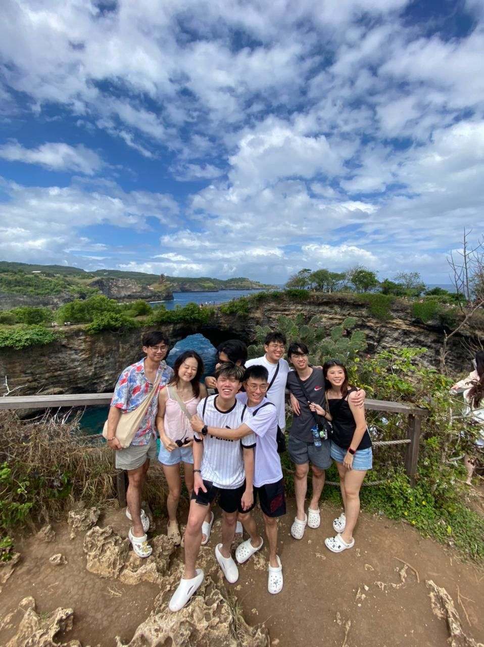 Group of guests at a clifftop viewpoint, Nusa Penida